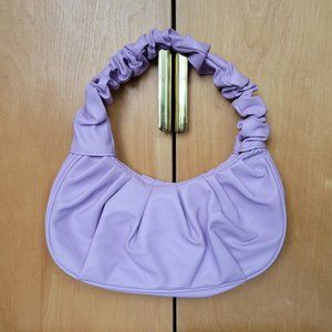 Purple Purse Shoulder Bag 90's Cute Club Wear Mini Clutch Scrunched Leather Gift